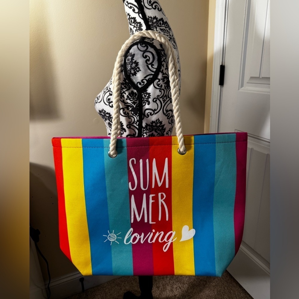 🥳Colorful Striped Beach Tote Bag